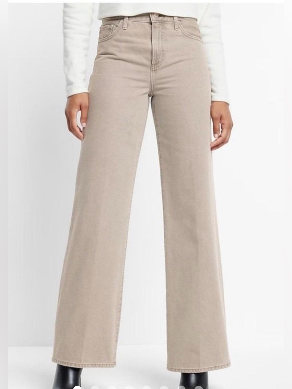 Express Wide Leg High Rise Jeans in a Grey / Taupe Wash